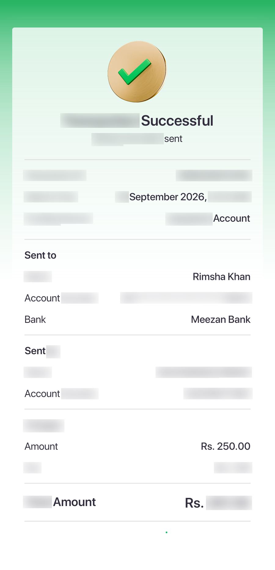 Authentic receipt — private details hidden