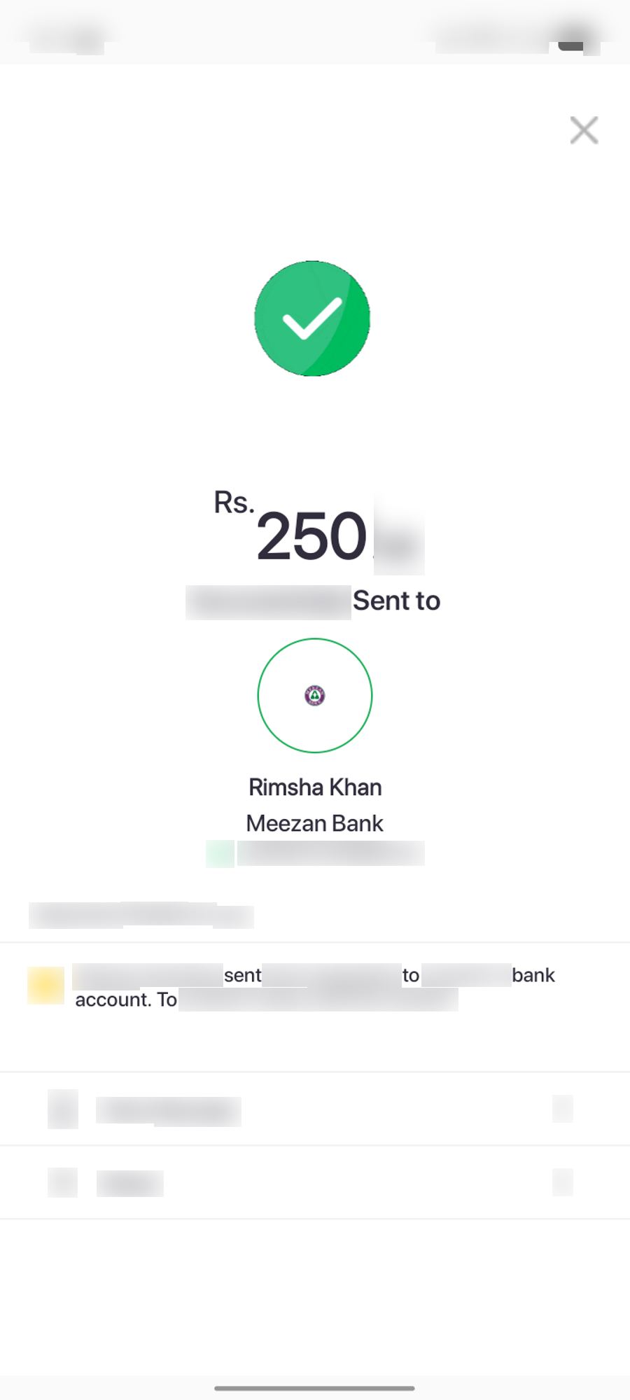 Authentic receipt — private details hidden