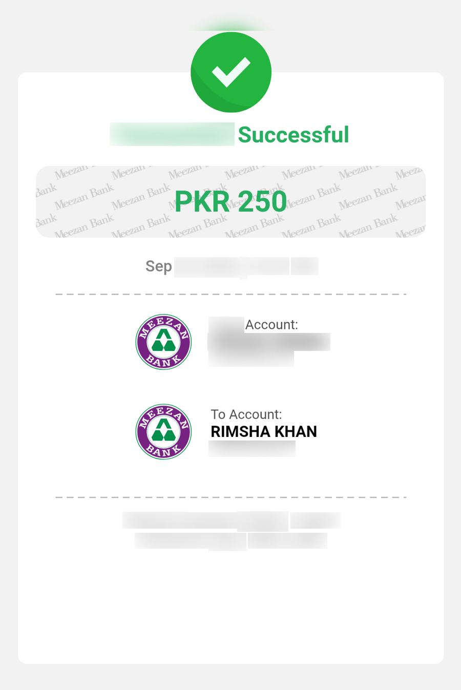Authentic receipt — private details hidden