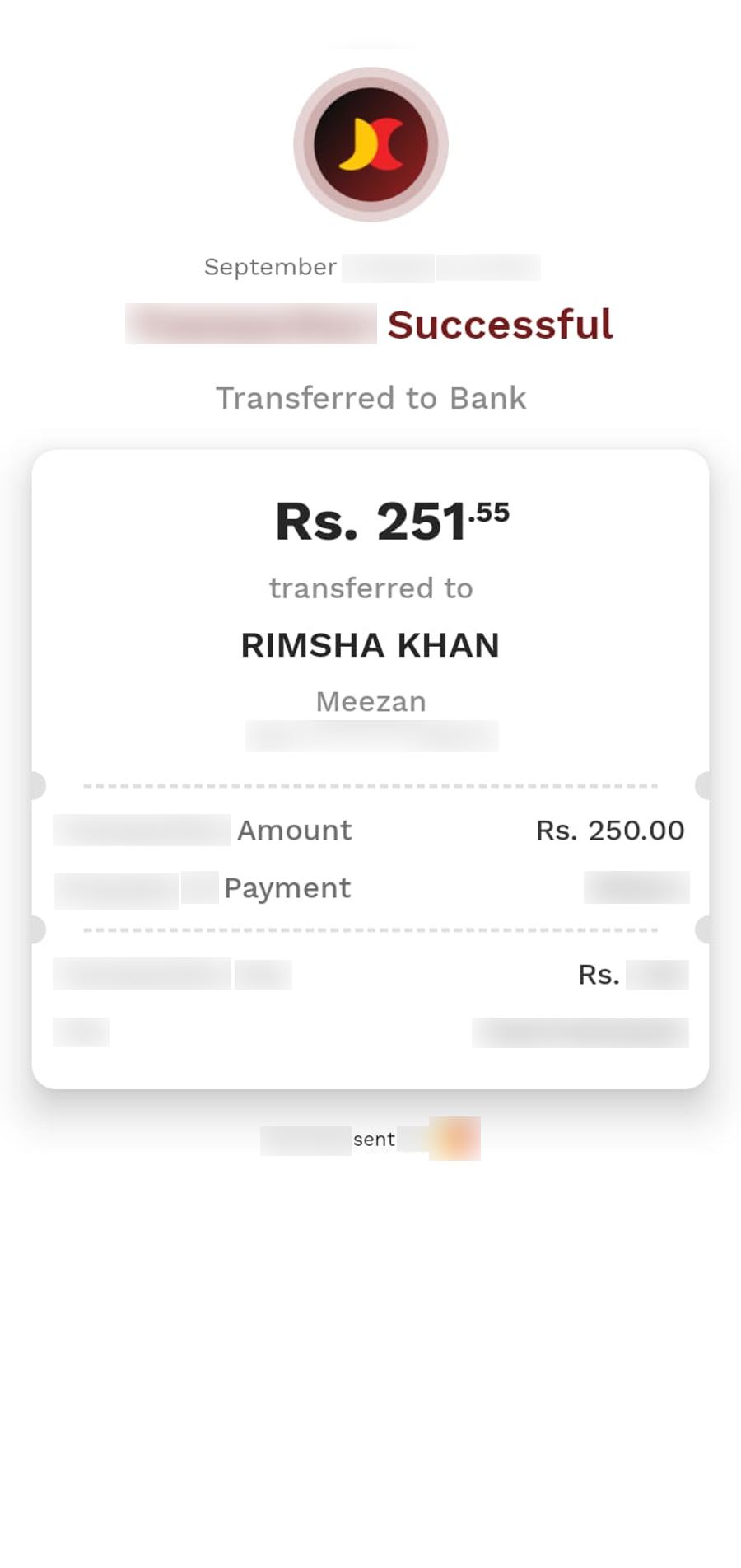 Authentic receipt — private details hidden