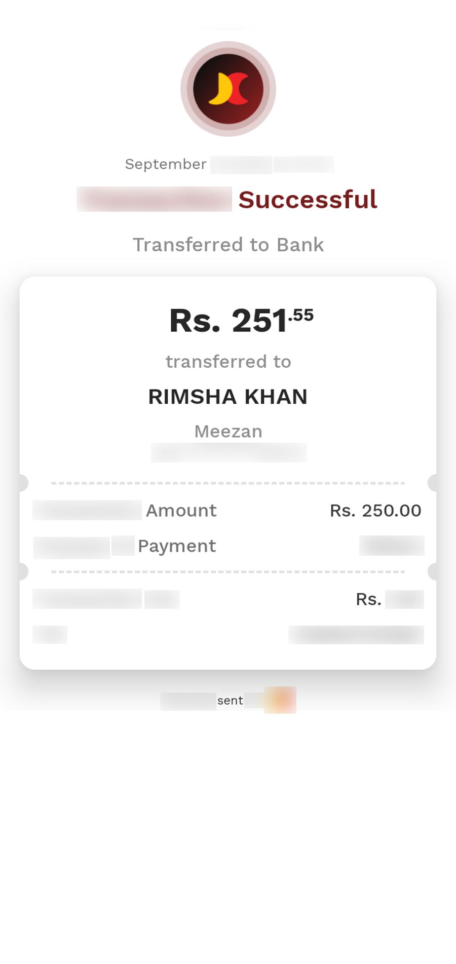 Authentic receipt — private details hidden