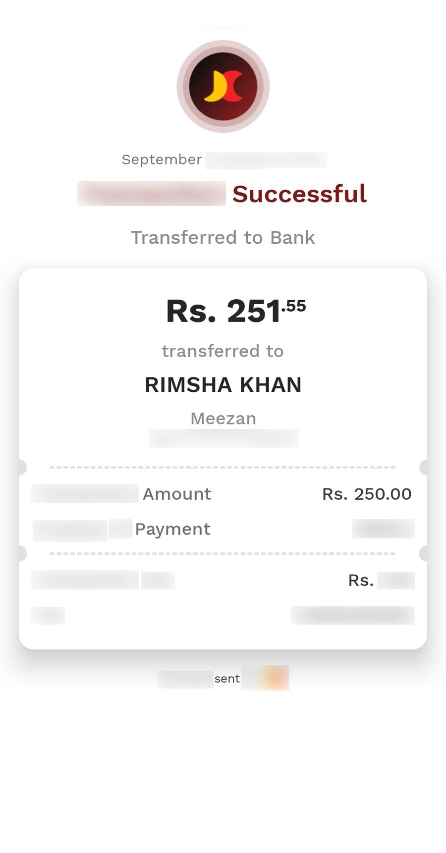 Authentic receipt — private details hidden