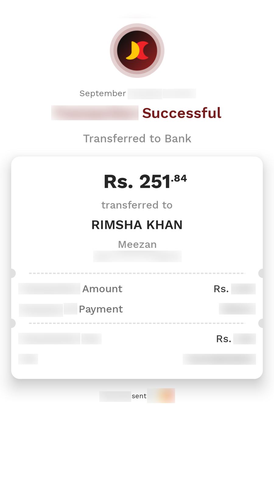 Authentic receipt — private details hidden