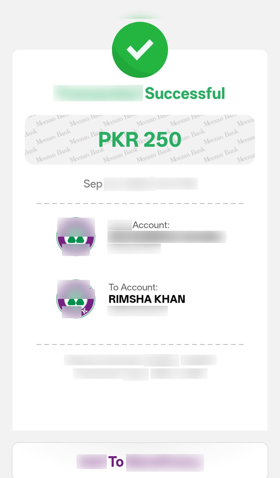 Authentic receipt — private details hidden