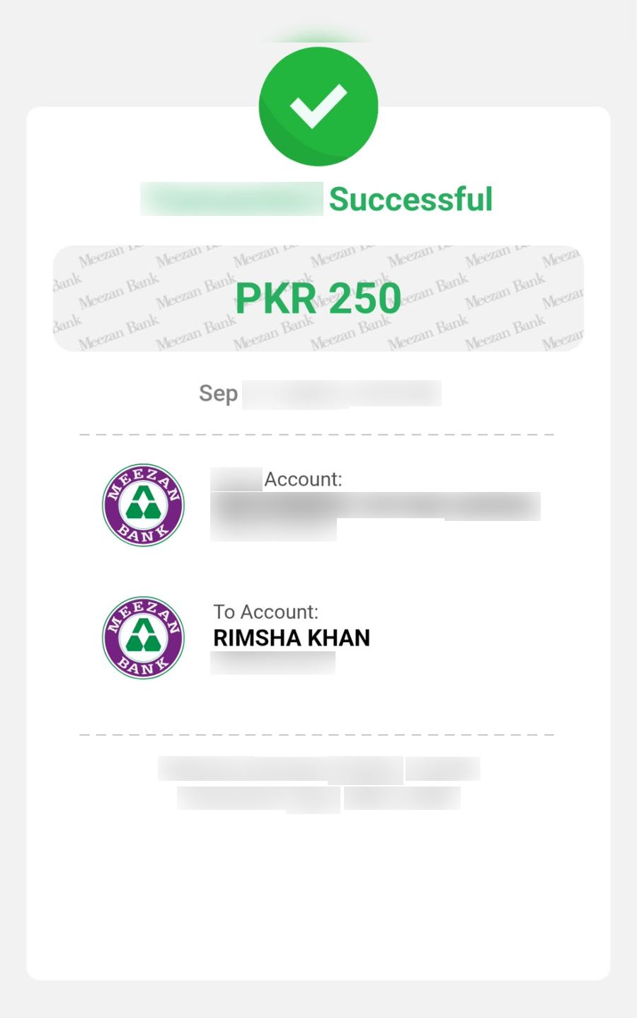 Authentic receipt — private details hidden