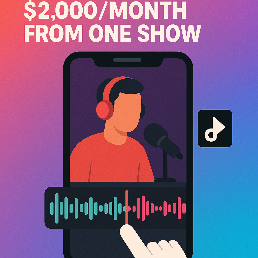 Podcast Clip Editing on TikTok: $2,000/Month From One Show